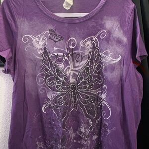 Purple Butterfly Graphic Women's Top